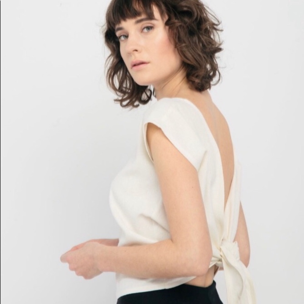 Elizabeth Suzann Maxine Crop size M Ivory raw silk